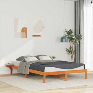 vidaXL Sengestamme med Sidebord Vokset Brun 140 x 210 cm Massiv furu vidaXL Sengestamme med Sidebord Vokset Brun 140 x 210 cm Massiv furu