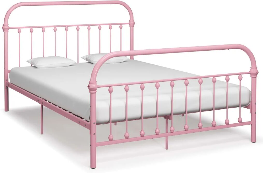 vidaXL Sengeramme rosa metall 160x200 cm