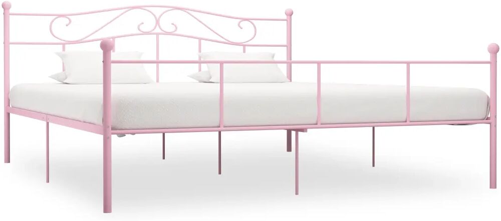 vidaXL Sengeramme rosa metall 180x200 cm