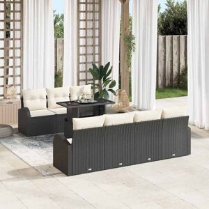 vidaXL Hagesofa Set med pute 8 pcs Svart Poly rattan vidaXL Hagesofa Set med pute 8 pcs Svart Poly rattan