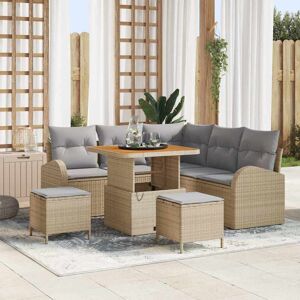 vidaXL Hagesofa Set med pute 8 pcs Beige Poly rattan vidaXL Hagesofa Set med pute 8 pcs Beige Poly rattan