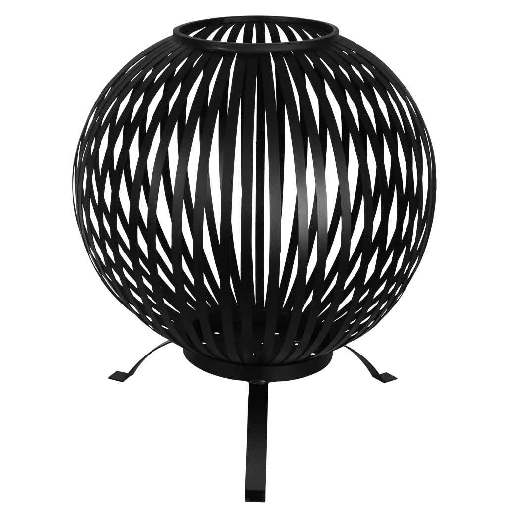 Esschert Design Bålkurv ball striper svart karbonstål FF400
