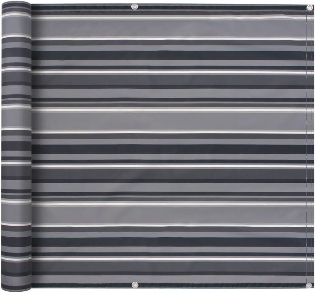 vidaXL Balkongskjerm oxfordstoff 75x600 cm stripe grå