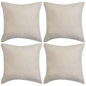 vidaXL Putetrekk 4 stk 50x50 cm Polyester Imitert Semsket Skinn Beige