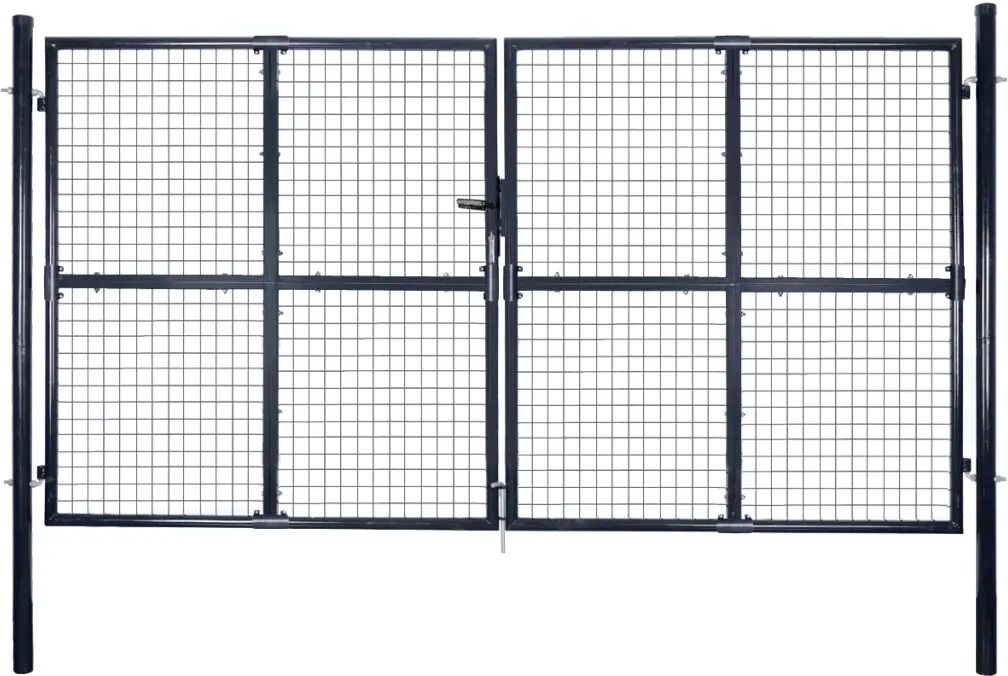 vidaXL Hageport netting galvanisert stål 289x200 cm grå