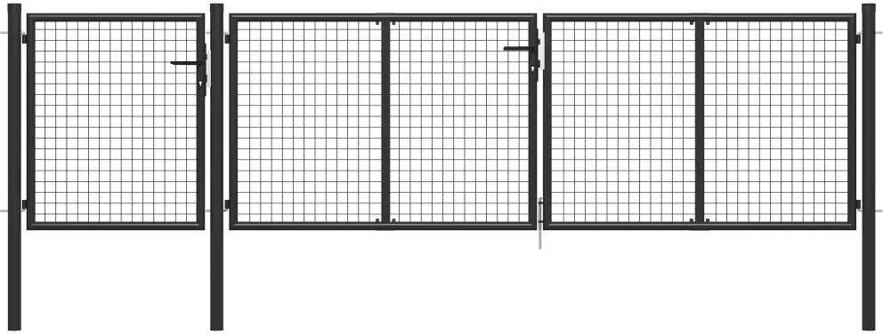 vidaXL Hageport stål 400x75 cm antrasitt