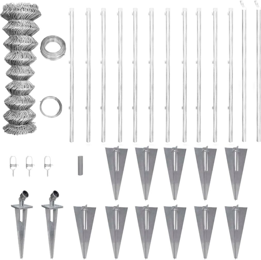 vidaXL Kjedegjerde med stolpepigger galvanisert stål 25x0,8 m
