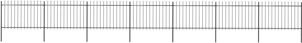 vidaXL Hagegjerde med spydtopp stål 11,9x1,2 m svart