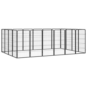 vidaXL Hundegrind med 20 paneler svart 50x100 cm pulverlakkert stål