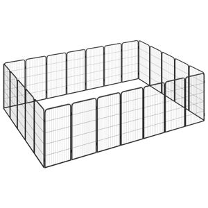 vidaXL Hundegrind med 24 paneler svart 50x100 cm pulverlakkert stål
