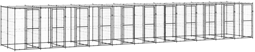 vidaXL Utendørs hundegård med tak 26,62 m² stål
