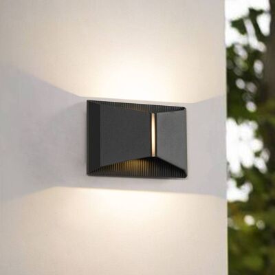 Utendørs LED-vegglampe Anlira Lindby, Sort, Metall, Moderne Utendørs LED-vegglampe Anlira Lindby, Sort, Metall, Moderne