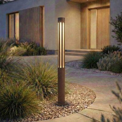 LED-gatebelysning Fjorya Lindby, Brun / rust, Aluminium, Moderne LED-gatebelysning Fjorya Lindby, Brun / rust, Aluminium, Moderne