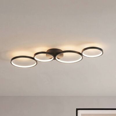 LED-taklampe Evengeline Lindby, Sort, Stue / spisestue, Aluminium, Moderne LED-taklampe Evengeline Lindby, Sort, Stue / spisestue, Aluminium, Moderne