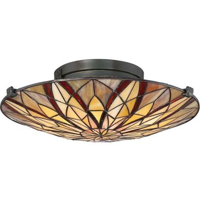 QUOIZEL Tiffany taklampe Victory, dimbar, Flerfarget, Stue / spisestue, Glass, Tiffany QUOIZEL Tiffany taklampe Victory, dimbar, Flerfarget, Stue / spisestue, Glass, Tiffany