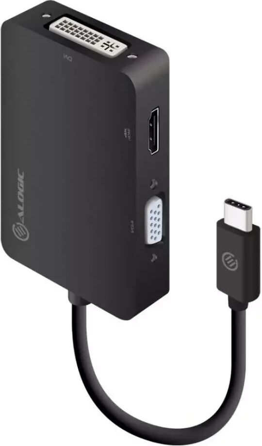 Alogic 3in1 USB-C Multiport Hub - HDMI / DVI / VGA - Svart