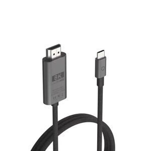 LINQ USB-C til HDMI 8K60Hz / 4K120Hz fra LINQ 2m - Grå / Svart