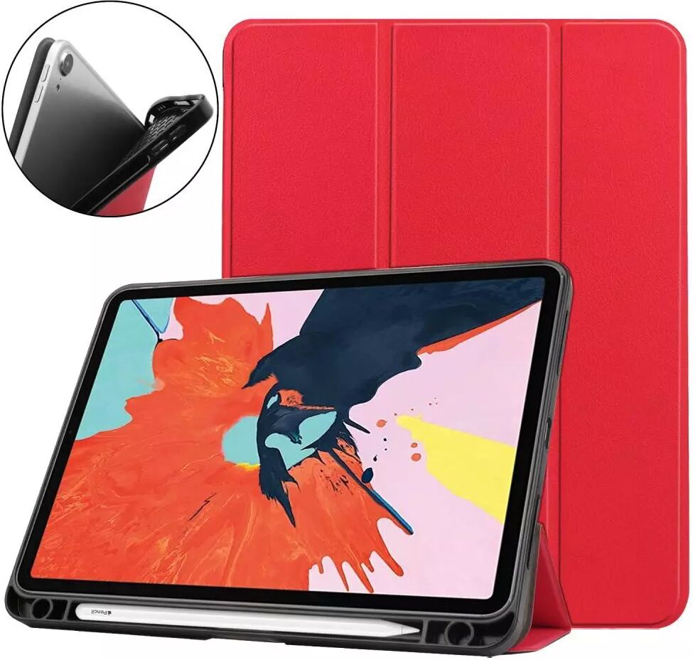 INCOVER iPad Air (2020) Litchi Tri-Fold PU Skinndeksel m. Apple Pencil Holder - Rød