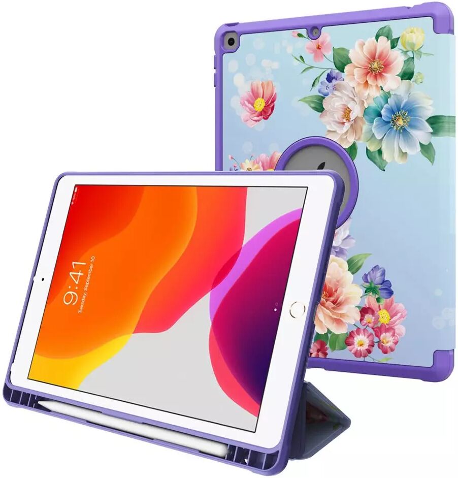 INCOVER iPad 10.2" (2021 / 2020 / 2019) Flip Deksel m. Ståfunksjon & Pencil Holder - Vakre Blomster