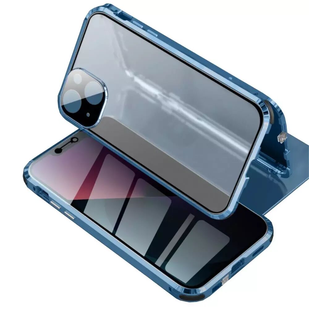 INCOVER iPhone 13 Magnetisk Privacy Glass Deksel - Bak Og Front - Blå