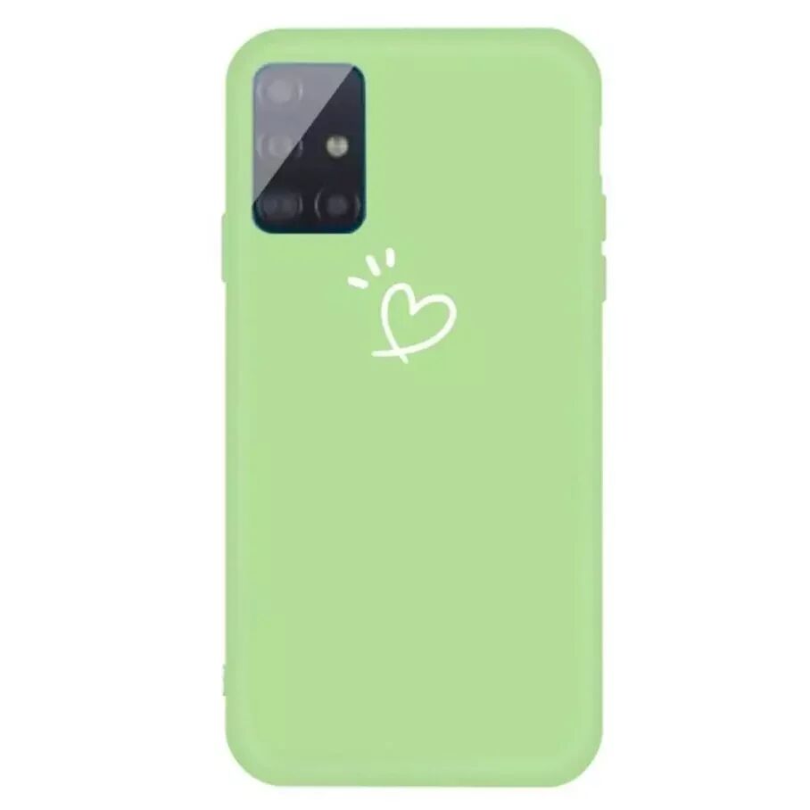 INCOVER Samsung Galaxy A51 Fleksibelt Plastdeksel med Hjerte Print - Grønn