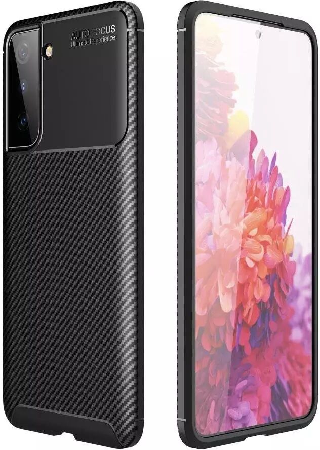 INCOVER Samsung Galaxy S21 Carbon Fiber Fleksibel Plastdeksel - Svart