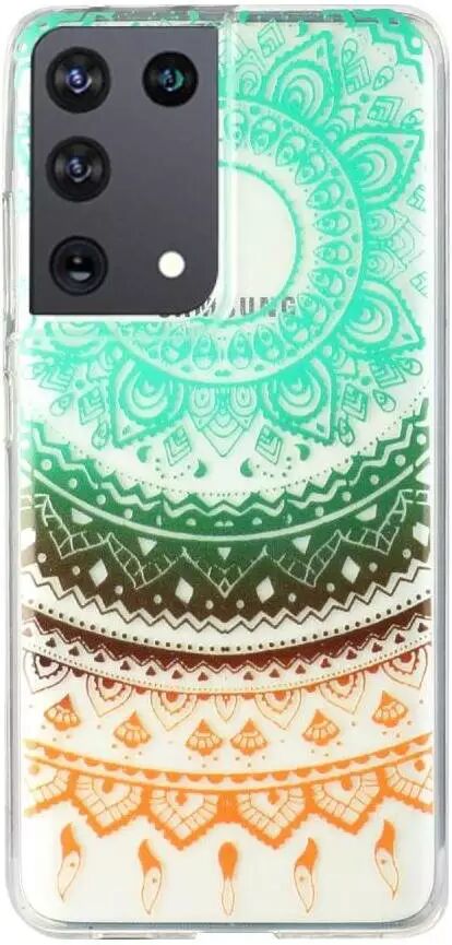 INCOVER Samsung Galaxy S21 Ultra Gjennomsiktig Fleksibelt Deksel - Mandala Blomst