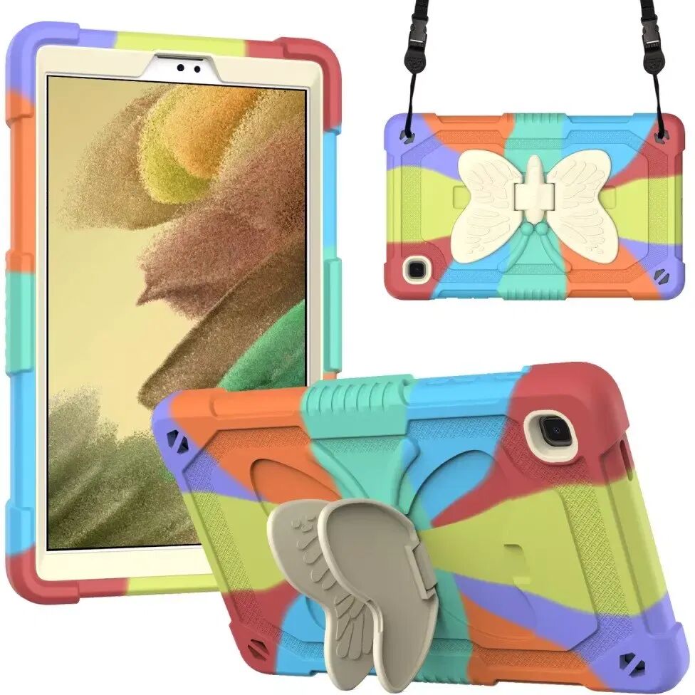 INCOVER Samsung Galaxy Tab A7 Lite Butterfly Kickstand Barnedeksel - Regnbue V1