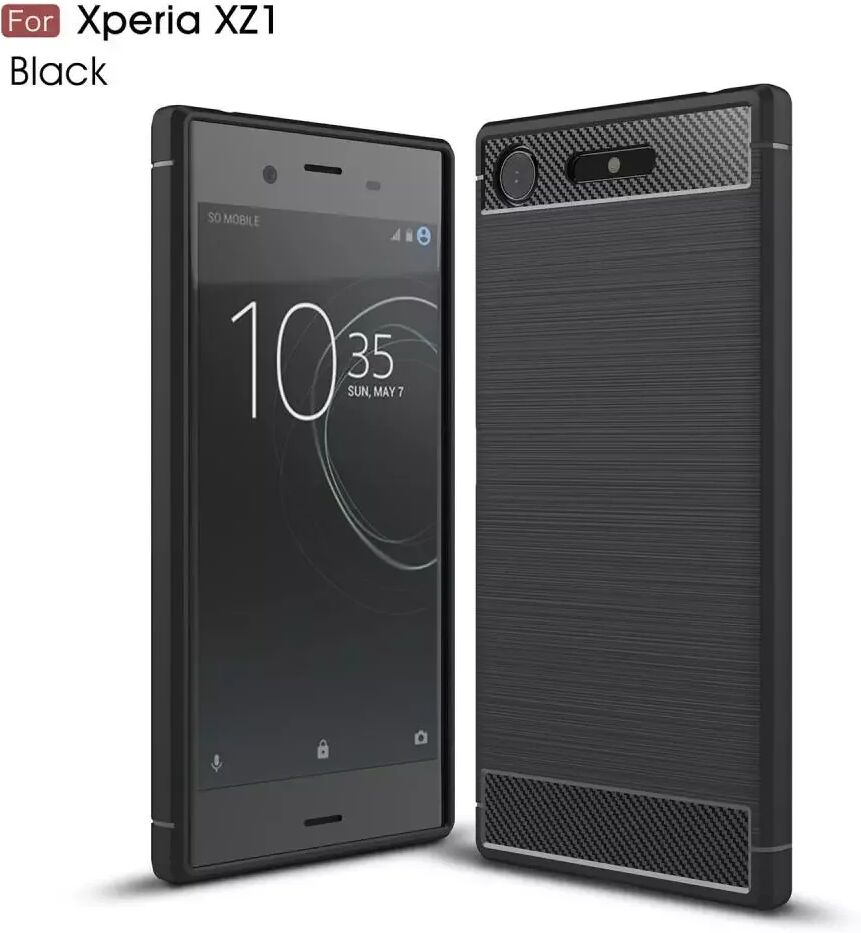 INCOVER Sony Xperia XZ1 Brushed Carbon Fiber TPU Plast Deksel Svart