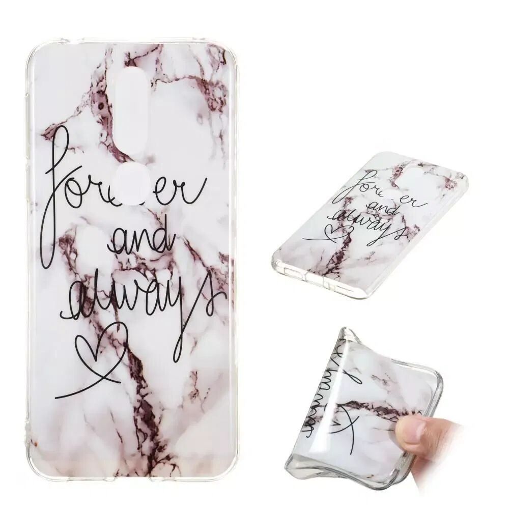 INCOVER Nokia 7.1 Fleksibel Marble Deksel Hvit