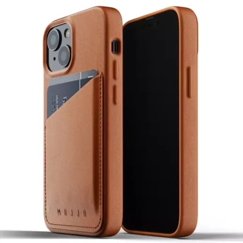 Mujjo iPhone 13 Mini Vegan Leather Wallet Deksel - Brun