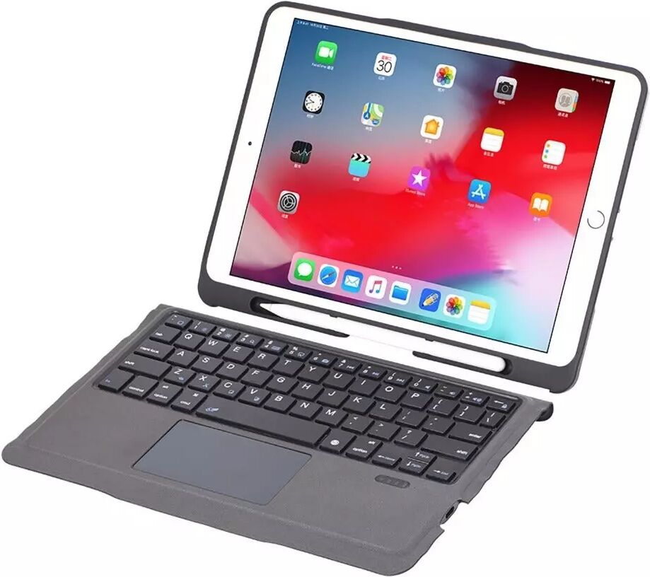 4smarts iPad 10.2" (2021 / 2020 / 2019) 4smarts Tastatur (Norsk) PU Skinn Flip Deksel med Stativ & Pencil Holder - Svart