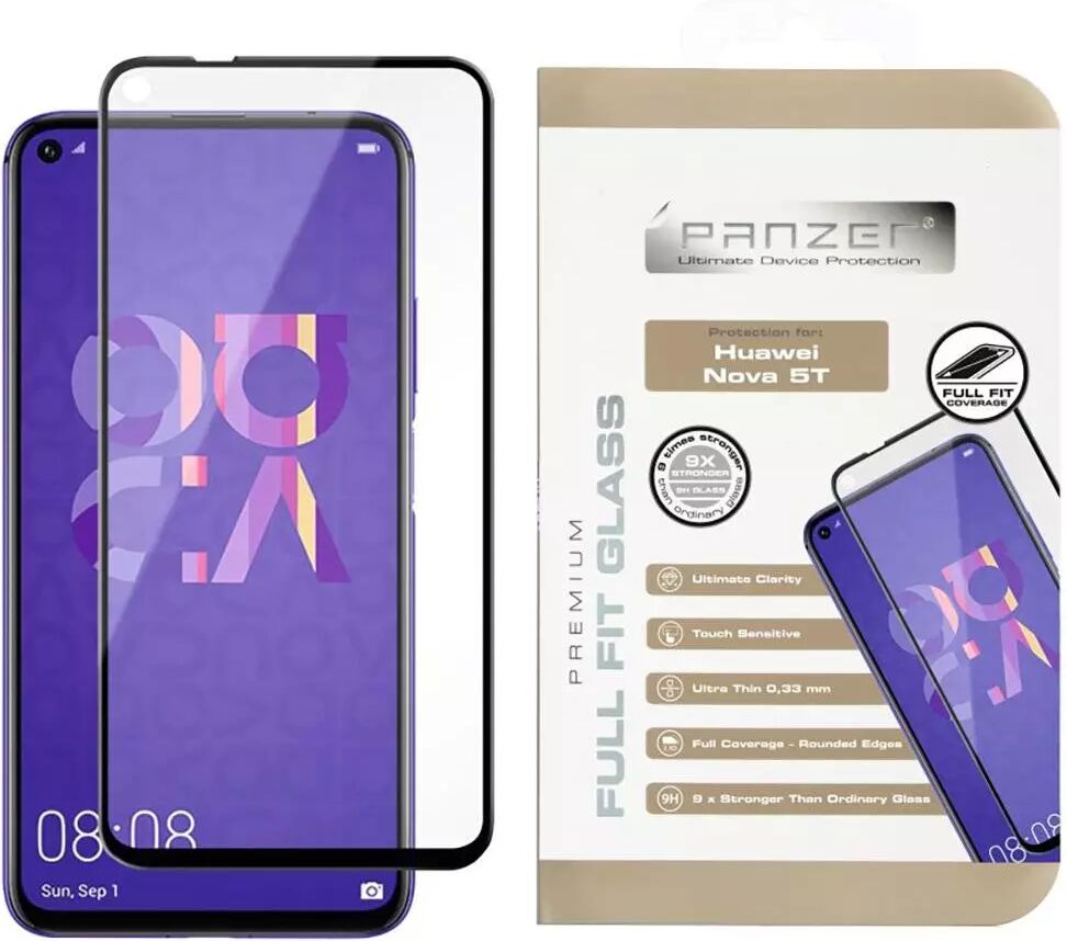 PANZER Huawei Nova 5T PANZER Premium Full-Fit Glass - Svart Ramme