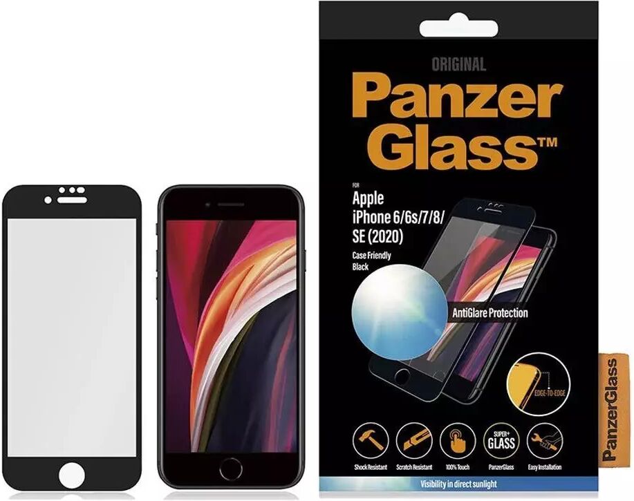 PanzerGlass iPhone SE (2020) / 8 / 7 / 6 / 6s PanzerGlass AntiGlare Edge-To-Edge Skjermbeskytter - Case Friendly - Svart