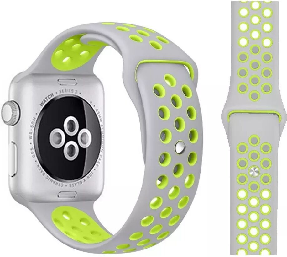 INCOVER Apple Watch Tofarget Silikon Smartwatch-rem (38-40 mm) - Grå / Neongrønn