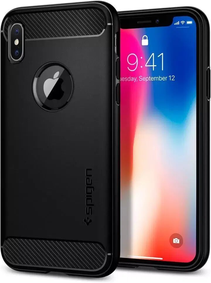 Spigen iPhone X / Xs Spigen Rugged Armor Deksel Svart