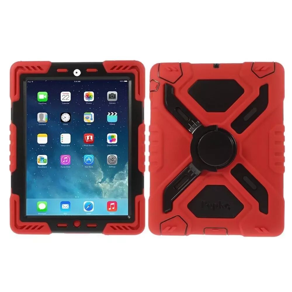 Pepkoo iPad 2 / iPad 3 / iPad 4 Retina Pepkoo Spider POWER-PROOF Deksel med Stativ Rød / Svart