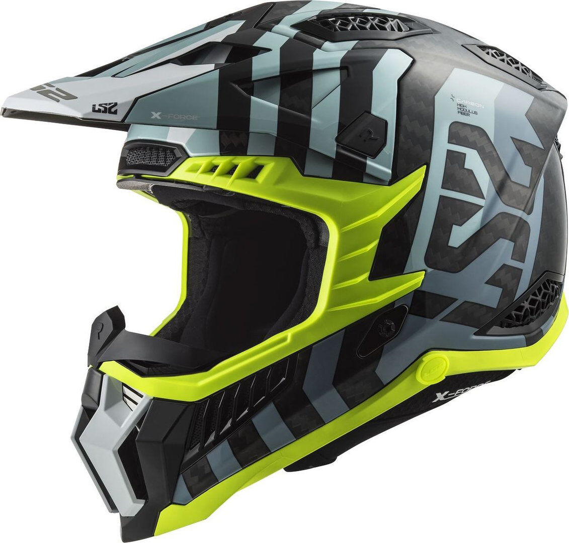 LS2 MX703 X-Force Barrier Carbon Motocross hjelm XS Svart Blå