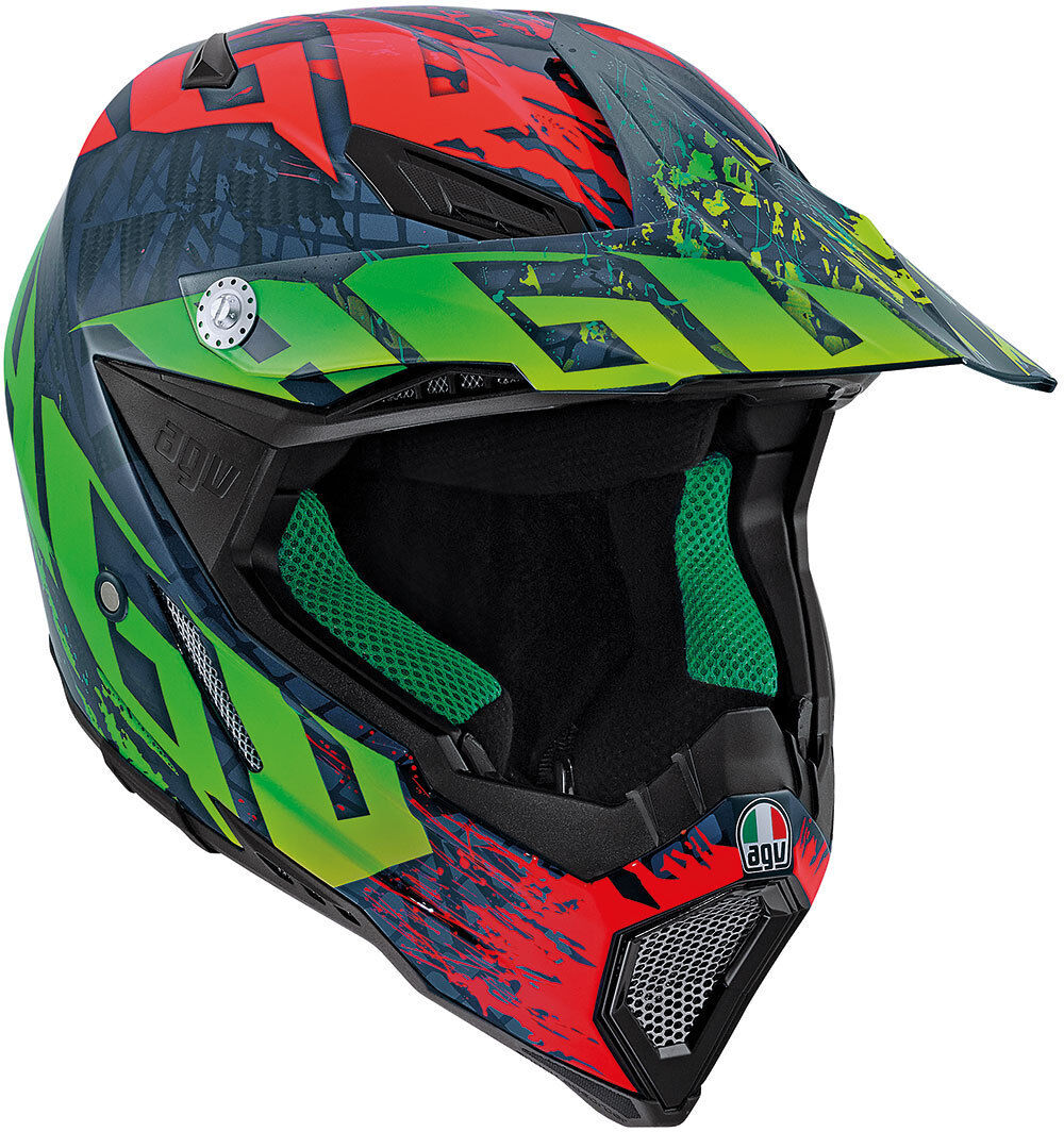 AGV AX-8 Carbon Nohander Motocross hjelm 2XL Rød Grønn