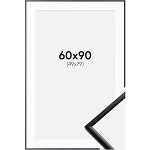 Ram med passepartou Ramme New Lifestyle Matt Svart 60x90 Cm - Passepartout Hvit 50x80 Cm