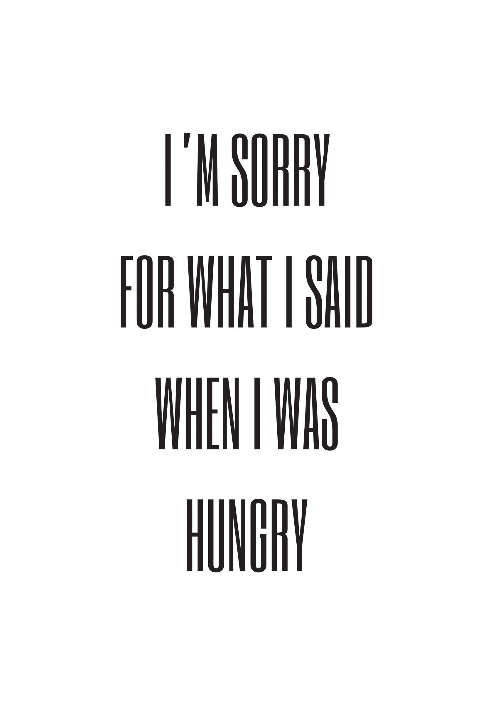 Lagervaror egen produktion I'M Sorry For What I Said When Was Hungry Plakat (21x29.7 Cm (A4))