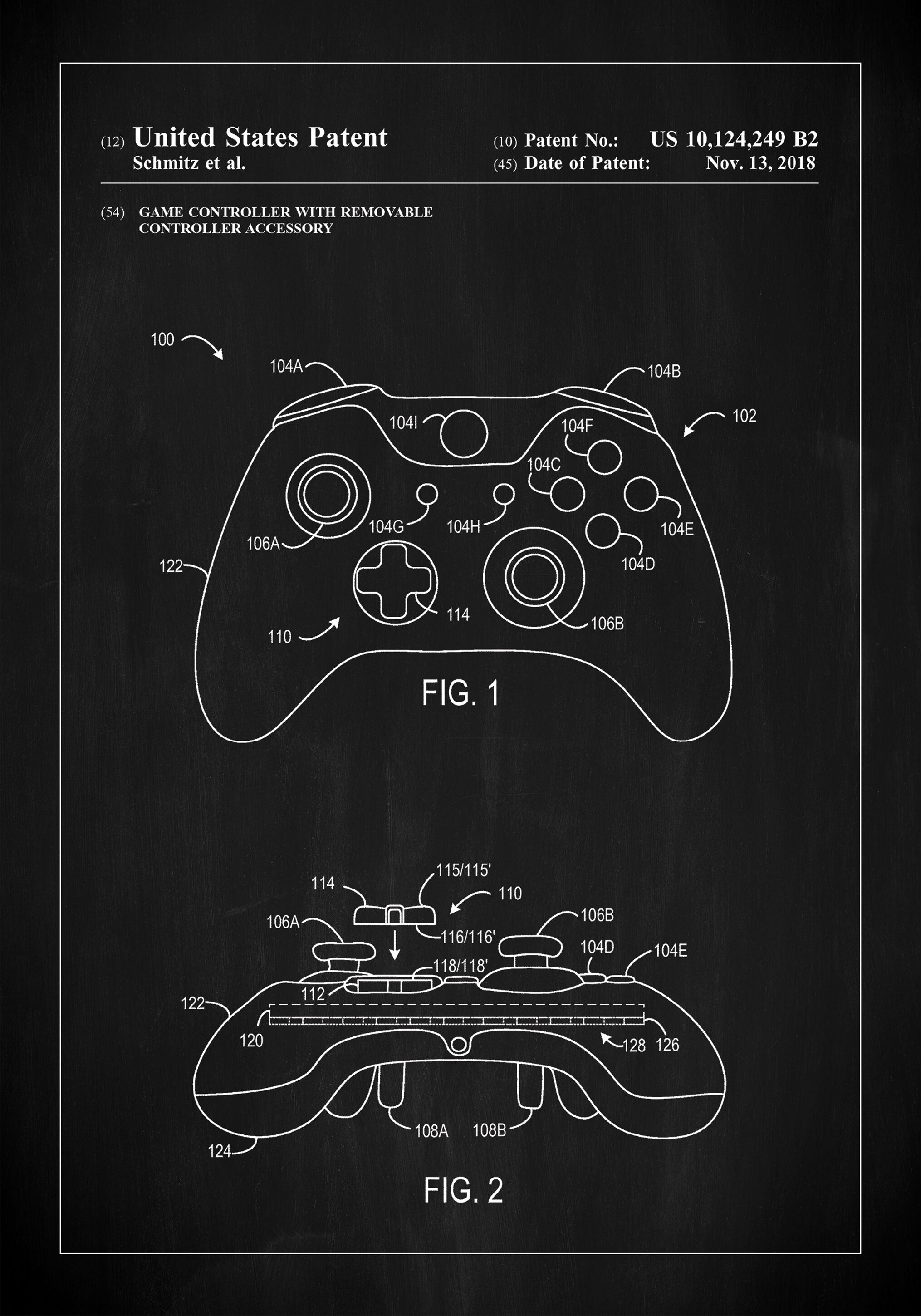 Lagervaror egen produktion Patent Print - Game Controller Iii - Black Plakat (30x40 Cm)