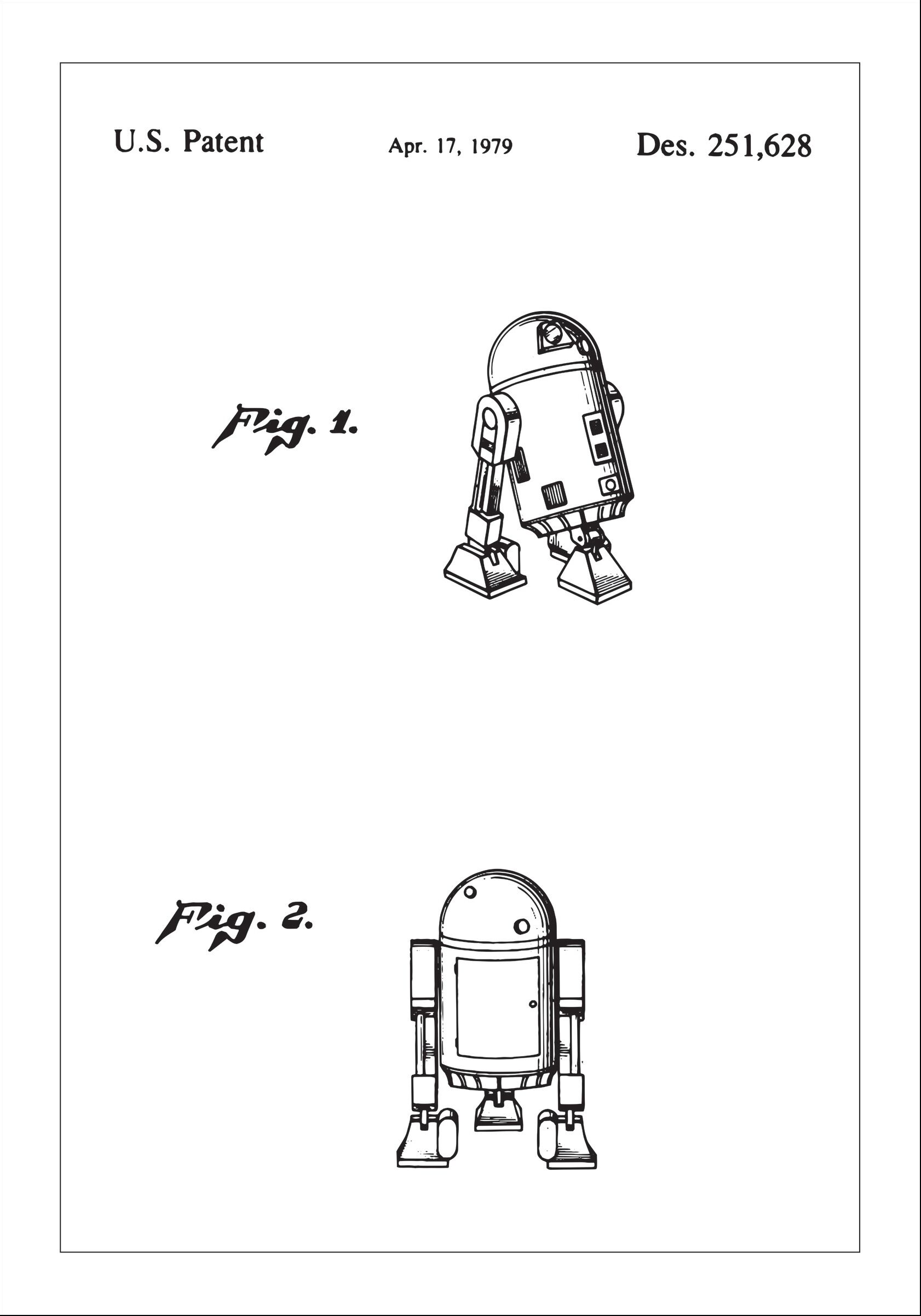 Lagervaror egen produktion Patenttegning - Star Wars - R2-D2 - Poster Plakat (30x40 Cm)