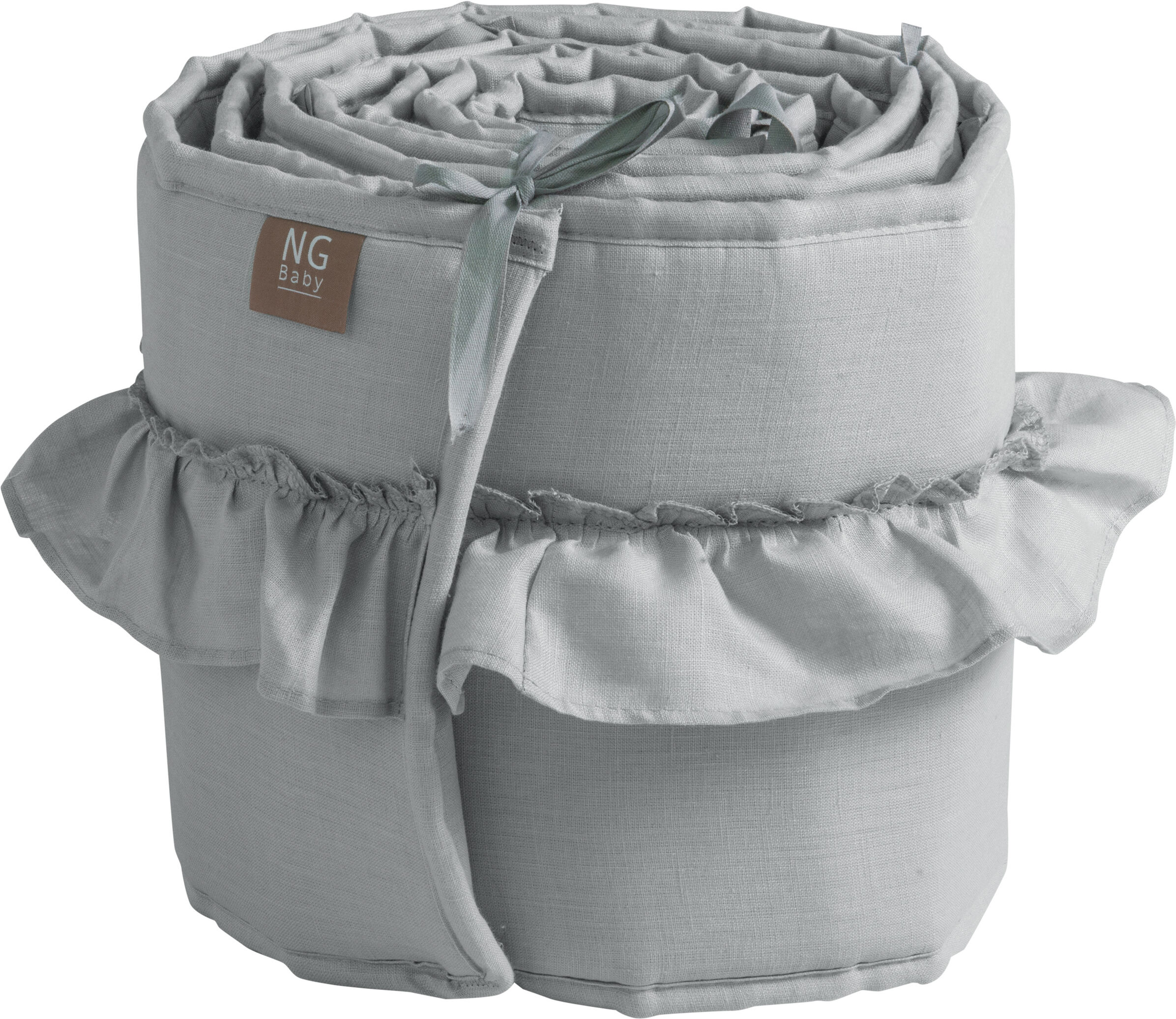 NG Baby Barneseng Beskyttelse Volang - Light Grey 360x25 Cm