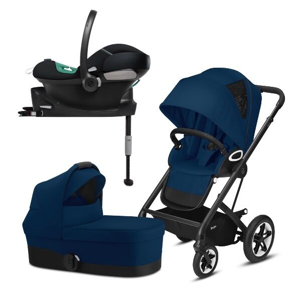 Cybex, barnevogn, Talos S Lux, Travelsystem, M/ Aton S2 bilstol + Base - Black/navy Blue