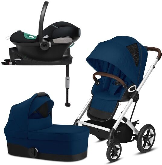 Cybex, barnevogn, Talos S Lux, Travelsystem, M/ Aton S2 bilstol + Base - Silver/navy Blue