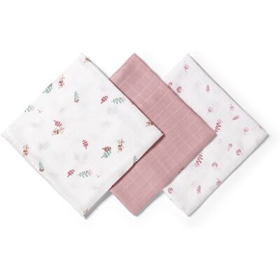 Babyono , Musselinkluter / Gulpekluter, Organisk Bambus, 3 Pk - Pink Flower Babyono , Musselinkluter / Gulpekluter, Organisk Bambus, 3 Pk - Pink Flower