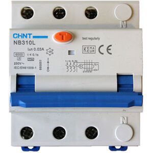 Chint Jordfeilautomat 4 Modul 3p 10a C-Kar 30ma