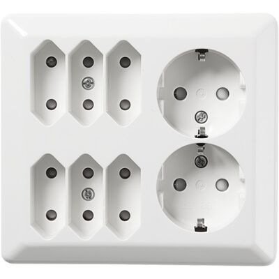 Elko 2+6-Veggstikkontakt - Innendørs elektrisk kontakt Elko 2+6-Veggstikkontakt - Innendørs elektrisk kontakt