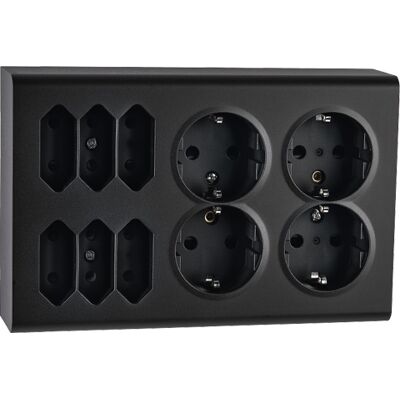 Sg Stikkontakt Påvegg 4+6 Euro Med Jord Sort Sg Stikkontakt Påvegg 4+6 Euro Med Jord Sort